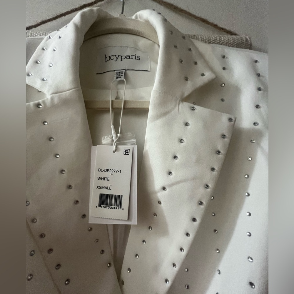 Lucy Paris White Studded Blazer